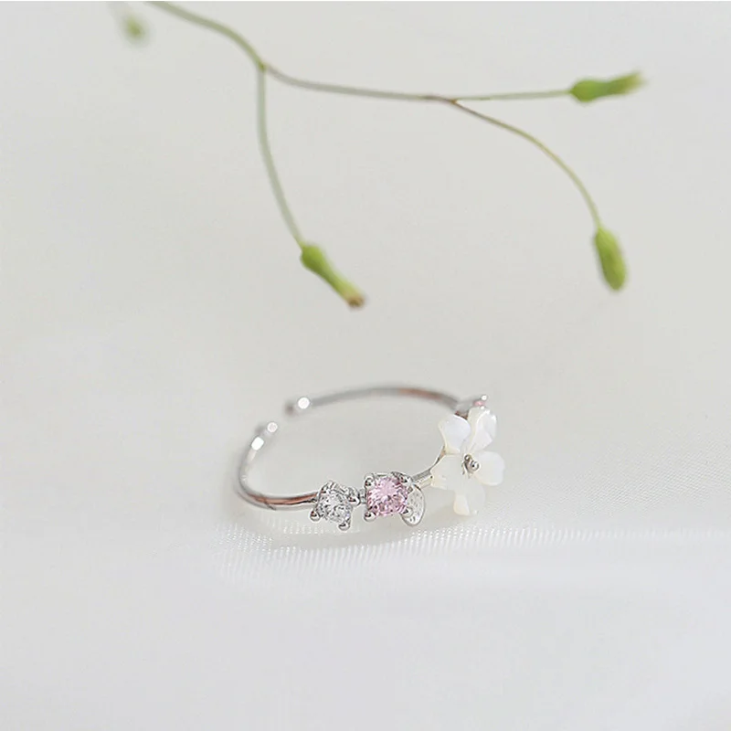 Модное кольцо в виде ракушки и цветка вишни с бриллиантами простой дизайн для