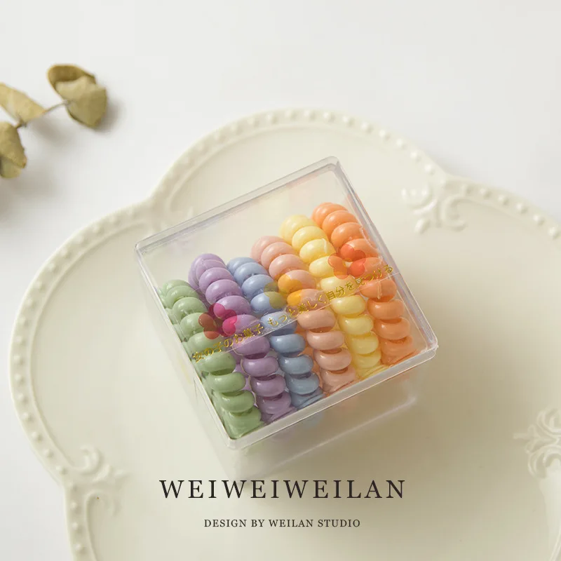 New women 6pcs/box telephone ring hair bands girl's rubber band lady's hair tie hair accessories candy color gum
New women 6pcs/box telephone ring hair bands girl's rubber band lady's hair tie hair accessories candy color gum