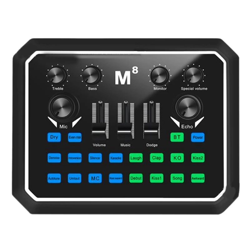 

Звуковая карта M8, цифровая звуковая карта, микшер для прямого эфира, микрофон, микшер подходит для оборудования, Запись песен K, живое пение