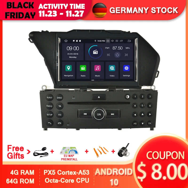 AVGOTOP Android 10 автомобильный Мультимедиа для MERCEDES BENZ GLK навигация GPS радио