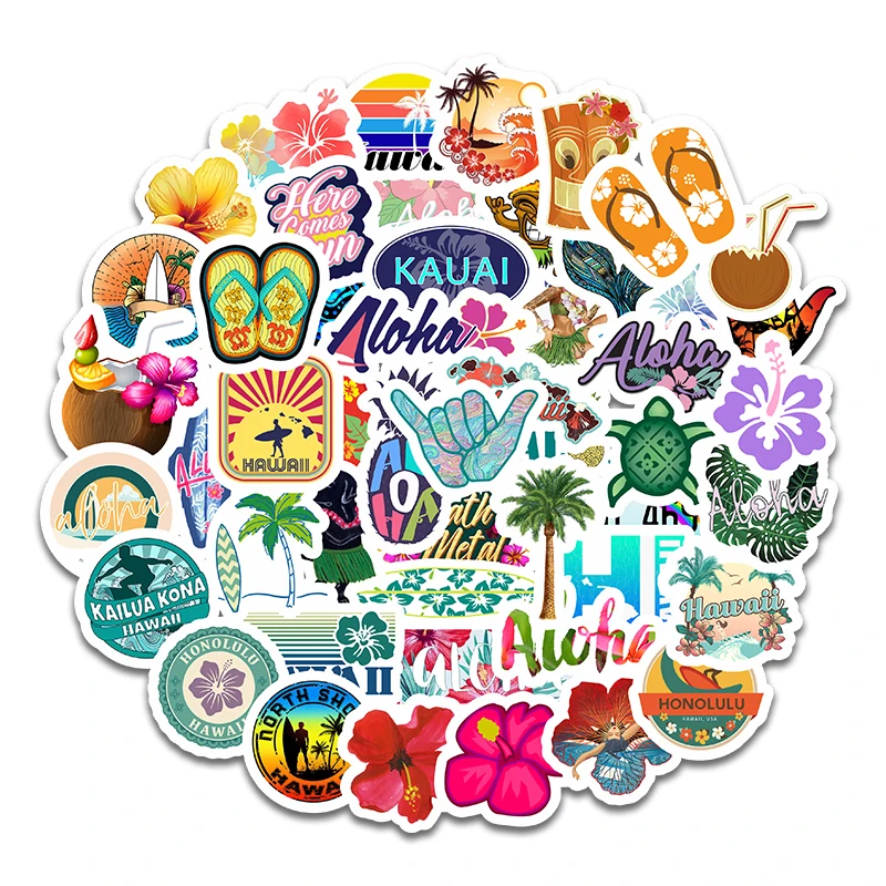 50pcs Hawaii Sticker Waterproof Suitcase Bike Motorcycle Helmet Car Styling Accessories Stickers
50pcs Hawaii Sticker Waterproof Suitcase Bike Motorcycle Helmet Car Styling Accessories Stickers