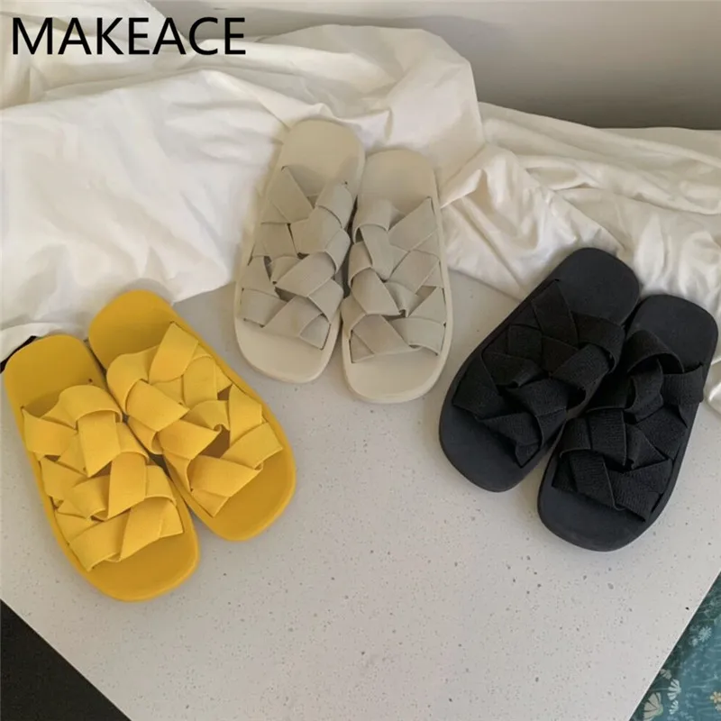 New Stretch Strap Braided Slippers Women Yellow Black white Beach shoes Ladies Flats Weave Hollow Outs Slippers Woman 2021
New Stretch Strap Braided Slippers Women Yellow Black white Beach shoes Ladies Flats Weave Hollow Outs Slippers Woman 2021