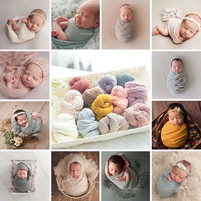 YUXIC однотонное растягивающееся детское одеяло для фотосъемки мягкое