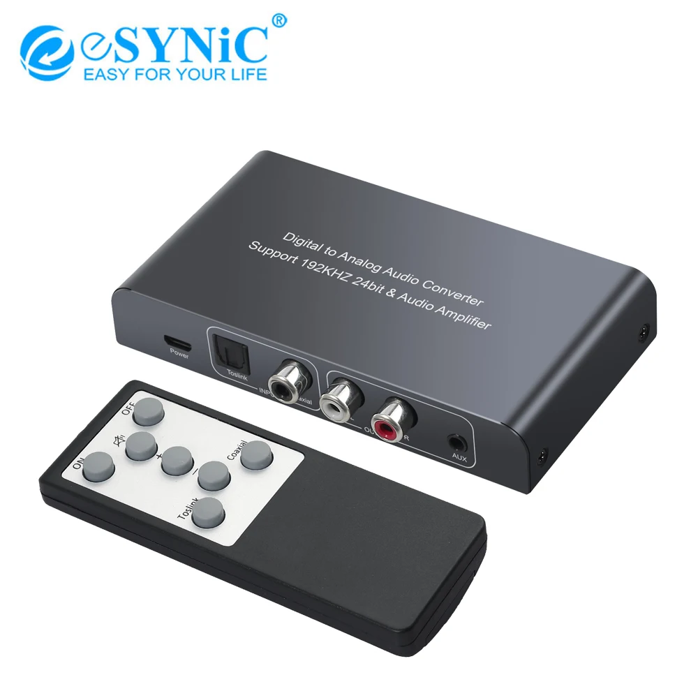 ESYNiC DAC 192 кГц цифро-аналоговый аудио преобразователь адаптер коаксиальный Toslink оптический к аналоговому L/R 3,5 мм наушники аудио адаптер
ESYNiC DAC 192 кГц цифро-аналоговый аудио преобразователь адаптер коаксиальный Toslink оптический к аналоговому L/R 3,5 мм наушники аудио адаптер