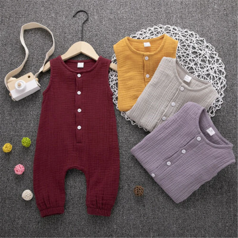 Cute Baby Girl Boy Sleeveless Jumpsuit Round Neck Solid Color Button Up Romper Outfits Newborn Toddler Baby Jumpsuits
Cute Baby Girl Boy Sleeveless Jumpsuit Round Neck Solid Color Button Up Romper Outfits Newborn Toddler Baby Jumpsuits