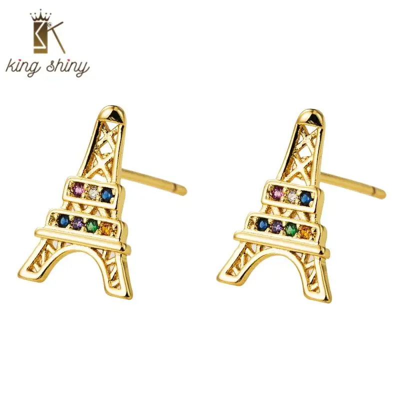 Cubic Zirconia Eiffel Tower Statement Copper Stud Earrings Luxury Tuny CZ Rainbow Color Earrings Wedding Party Jewelry for Woman
Cubic Zirconia Eiffel Tower Statement Copper Stud Earrings Luxury Tuny CZ Rainbow Color Earrings Wedding Party Jewelry for Woman