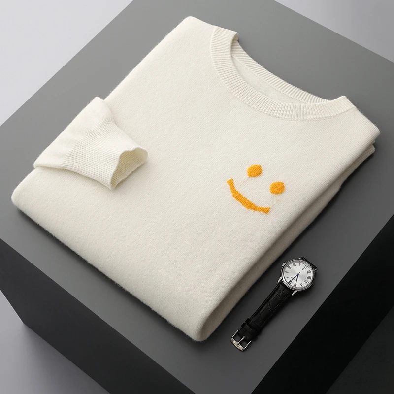 Woolen sweater men's 100 pure wool new sweater autumn and winter thickened cashmere sweater loose sweater smiley face
Woolen sweater men's 100 pure wool new sweater autumn and winter thickened cashmere sweater loose sweater smiley face