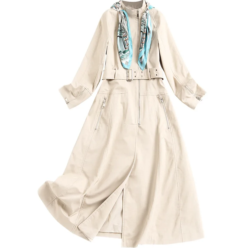 Clothing 2021 Windbreaker Scarf Women's Long-Sleeved Coat Zipper Adjustable Waist Mandarin Collar Long Office Lady trench
Clothing 2021 Windbreaker Scarf Women's Long-Sleeved Coat Zipper Adjustable Waist Mandarin Collar Long Office Lady trench