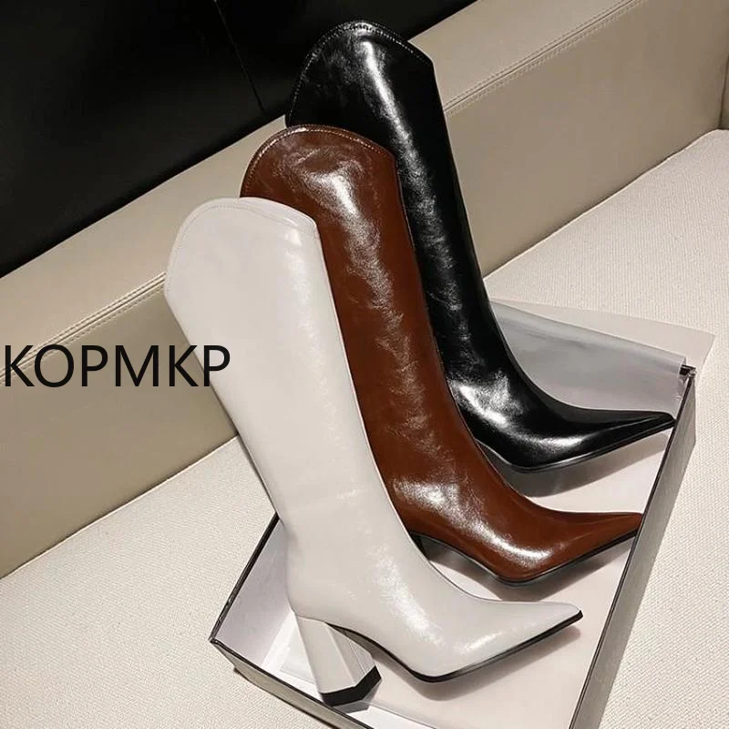 2021 Zipper Shoes Women Boots Low Heels Knee High Boots Vintage PU Leather Booties Pointed Toe Square Heel Chelsea Boots
2021 Zipper Shoes Women Boots Low Heels Knee High Boots Vintage PU Leather Booties Pointed Toe Square Heel Chelsea Boots