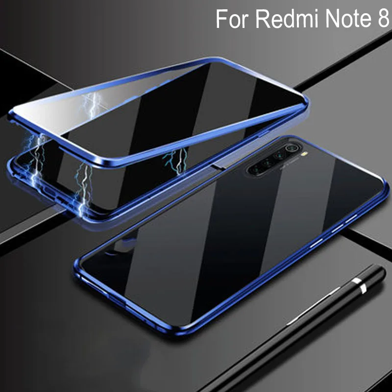 Роскошный Магнитный поглощающий чехол для Xiaomi Redmi Note 8 металлическая рамка