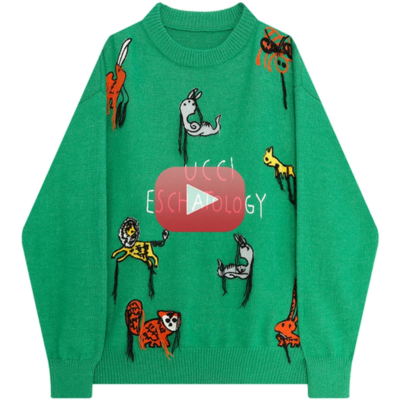Women's Sweater Autumn Winter Korean Plus Size Fashion Pullover Knitted Baggy Oversized Animal Letter Embroidery Tops Sweater
Women's Sweater Autumn Winter Korean Plus Size Fashion Pullover Knitted Baggy Oversized Animal Letter Embroidery Tops Sweater