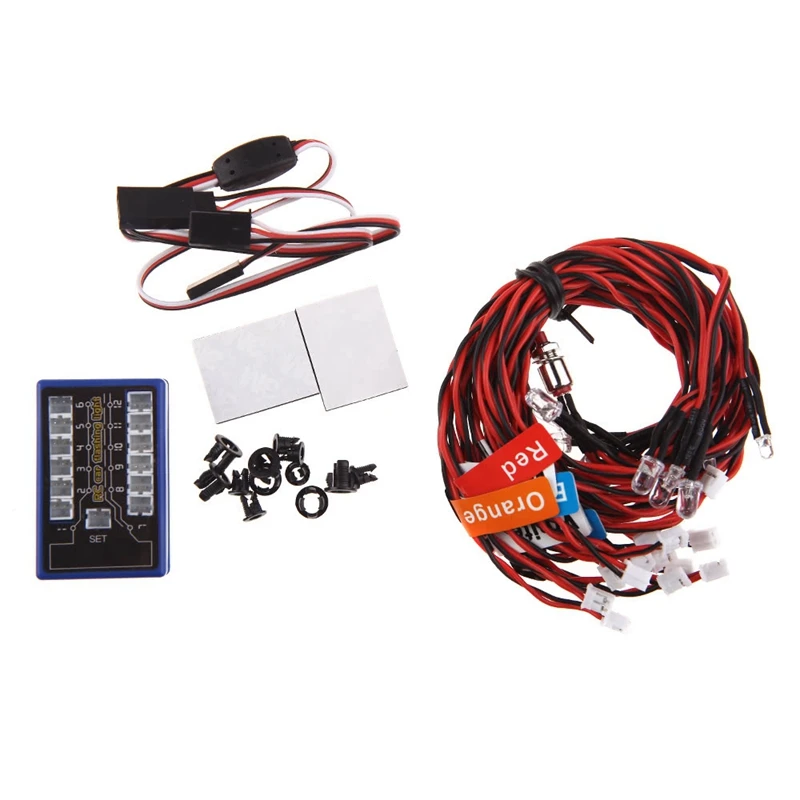 12 LED Flashing Bright Light Strobe Lamps Kit System for 1/10 1/8 TAMIYA Axial SCX10 Traxxas TRX4 RC Crawler Dift Car