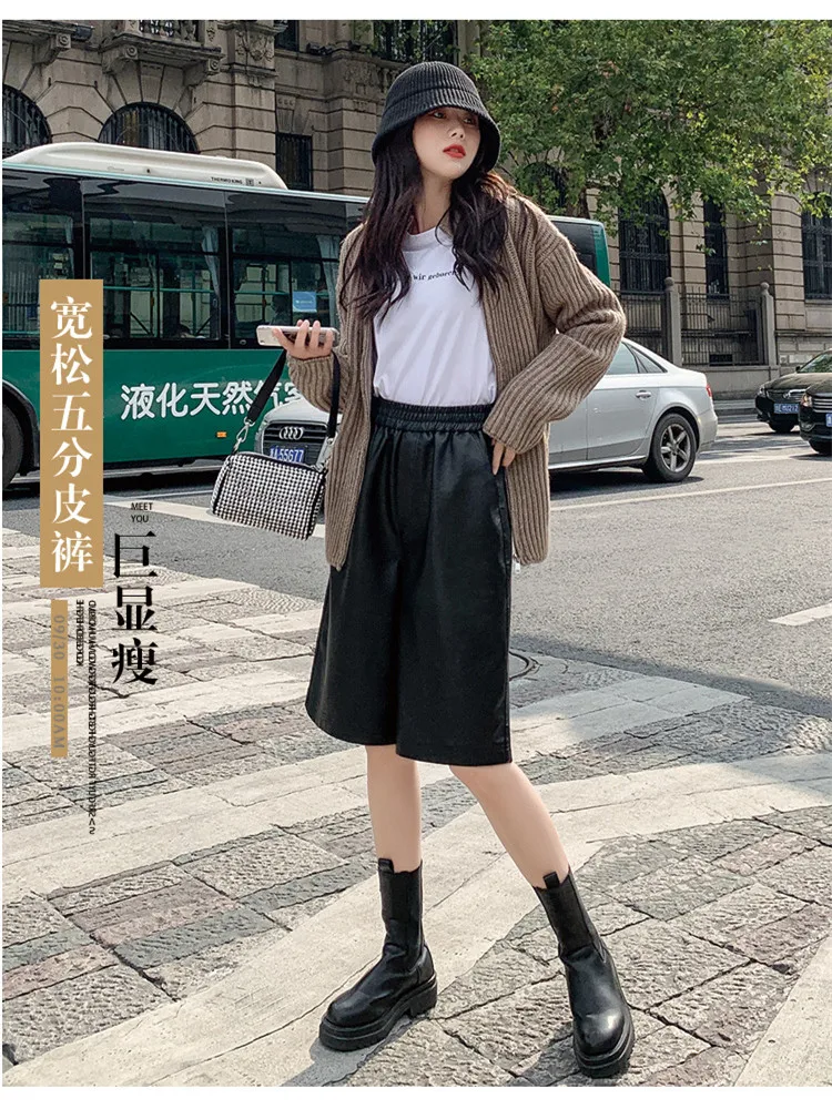 Женские кожаные брюки с высокой талией из искусственной кожи, черные короткие брюки из искусственной кожи, новинка, Лидер продаж
Женские кожаные брюки с высокой талией из искусственной кожи, черные короткие брюки из искусственной кожи, новинка, Лидер продаж