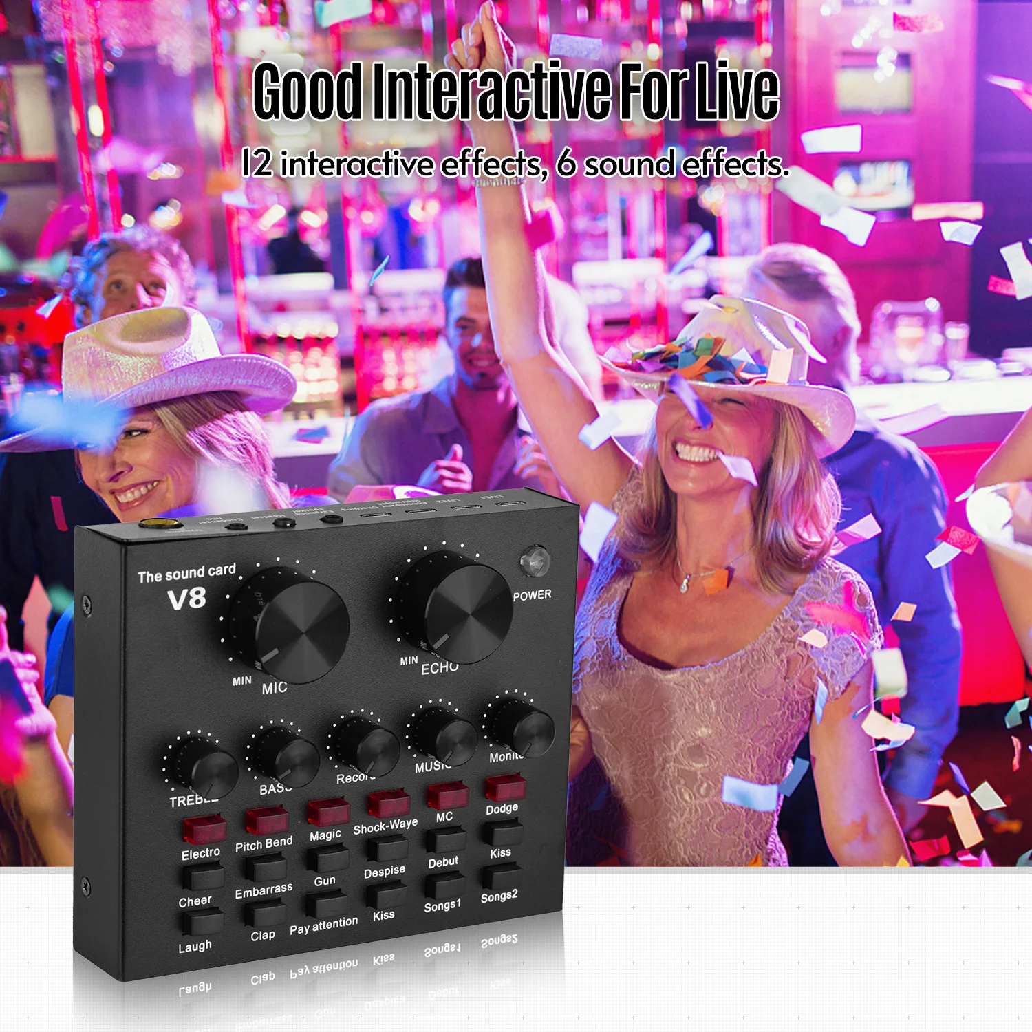 Multifunctional Live Sound Card for Singing/Live Broadcasting/ Recording Voice and Music for iOS/Android/Windows 
Multifunctional Live Sound Card for Singing/Live Broadcasting/ Recording Voice and Music for iOS/Android/Windows