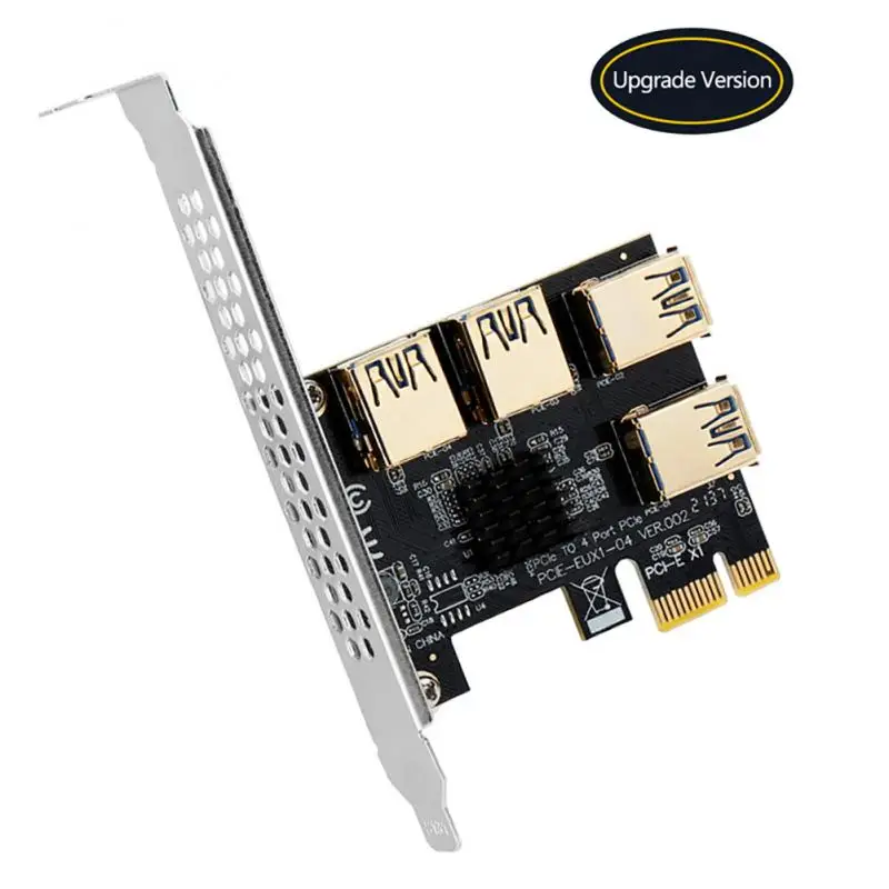 

Advent Gold PCIE PCI-E Riser Card 1 To 4 USB 3.0 Multiplier Hub X16 PCI Express 1X 16X Adapter For Bitcoin ETH Mining Miner