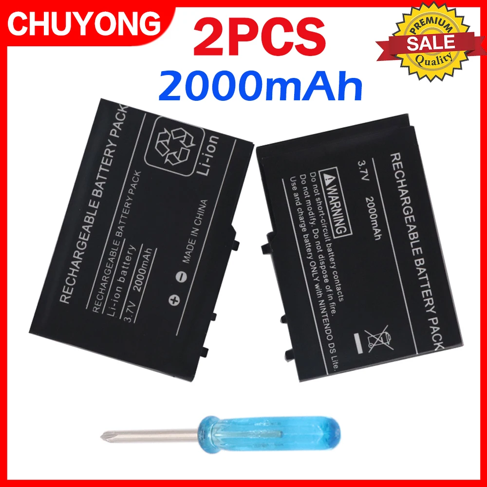 2pcs2000mAh 3 7 V литий ионный аккумулятор + набор инструментов для Nintendo DSL NDS Lite|Батареи| |