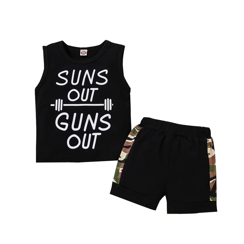 Summer Children's Suit Boy Short-sleeved Vest T-shirt Camouflage Pants Letter Printing Casual Sports Kids Two-piece Suit BT139
Summer Children's Suit Boy Short-sleeved Vest T-shirt Camouflage Pants Letter Printing Casual Sports Kids Two-piece Suit BT139