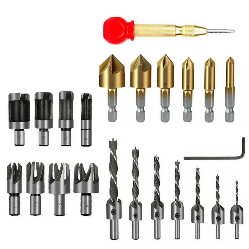JINRUI 23-piece set of high-speed steel chamfering tool woodworking countersunk bit hexagon shank titanium-plated bit
JINRUI 23-piece set of high-speed steel chamfering tool woodworking countersunk bit hexagon shank titanium-plated bit