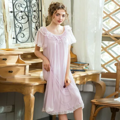 Nightshirt women's lace summer short-sleeved net yarn home dress women nightgown loose ruffled sweet sexy sleepwear nightdress
Nightshirt women's lace summer short-sleeved net yarn home dress women nightgown loose ruffled sweet sexy sleepwear nightdress