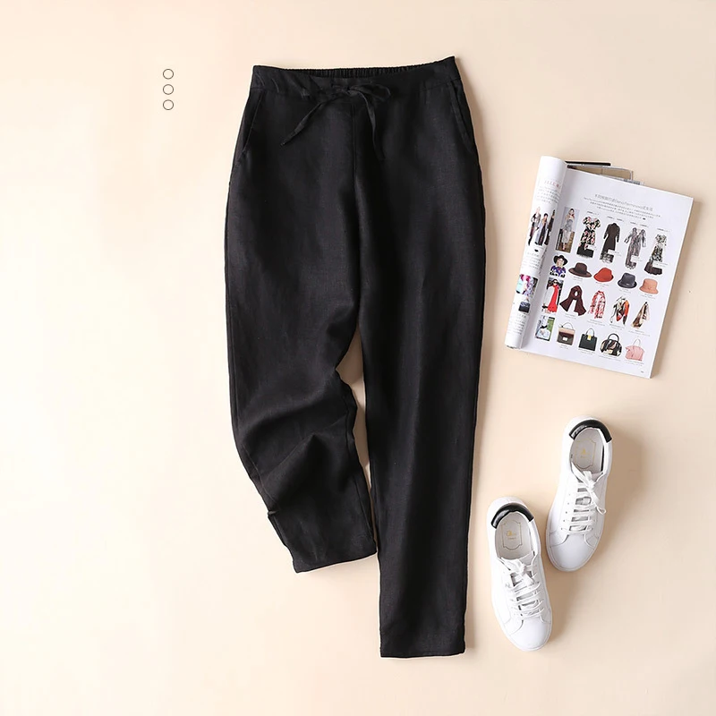 85 Women Casual Trousers Spring Elegant Chic Simple Comfortable Loose Linen Elastic Waist All-Match Small Feet Pencil Pants
85 Women Casual Trousers Spring Elegant Chic Simple Comfortable Loose Linen Elastic Waist All-Match Small Feet Pencil Pants