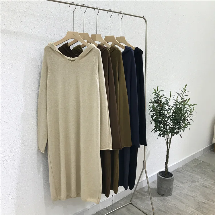 Korean Fashion Clothing Solid Hooded Loose Plus Size Dress Women Winter Sweater Knitted Skirt Dresses Casual for Teens Student
Korean Fashion Clothing Solid Hooded Loose Plus Size Dress Women Winter Sweater Knitted Skirt Dresses Casual for Teens Student