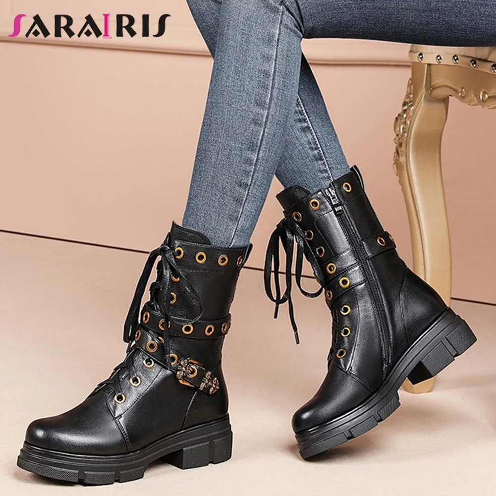 SARAIRIS Brand New Ladies Autumn Street Boots Ankle Boots Women Genuine Leather Platform Chunky Heels Zip Buckle Shoes Woman
SARAIRIS Brand New Ladies Autumn Street Boots Ankle Boots Women Genuine Leather Platform Chunky Heels Zip Buckle Shoes Woman