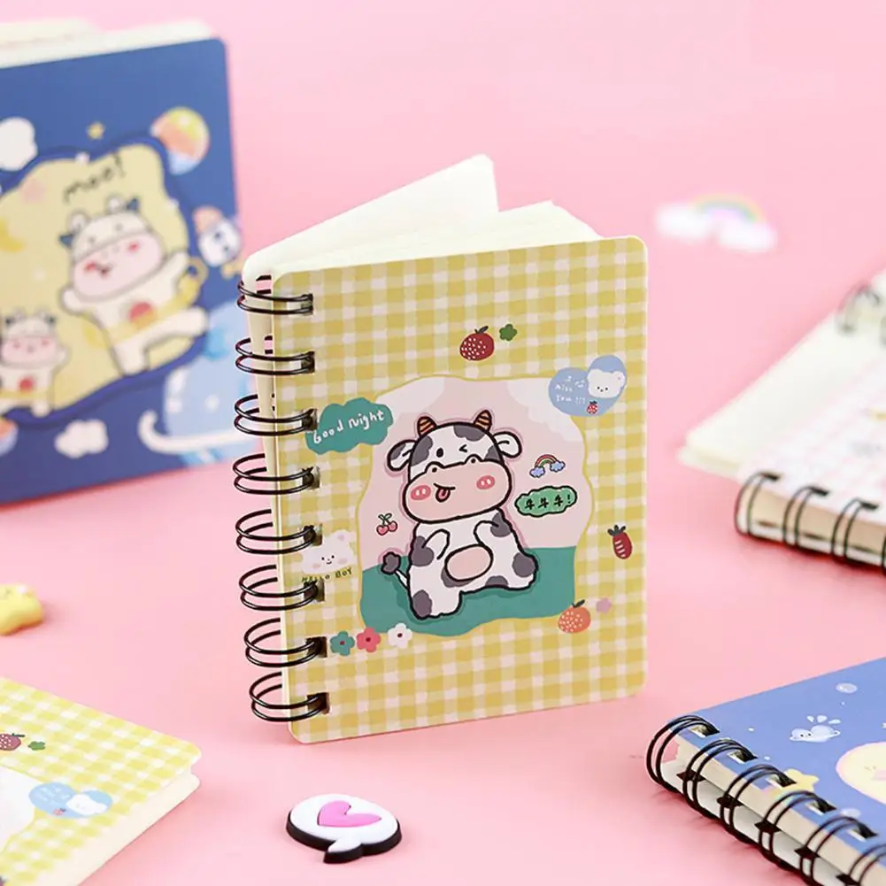 

80 Sheets Cartoon Animal Pocket Notebook Rollover Coil Kawaii Notebook Portable Cute Supplies Cow Mini Stationey Notepad B4t2