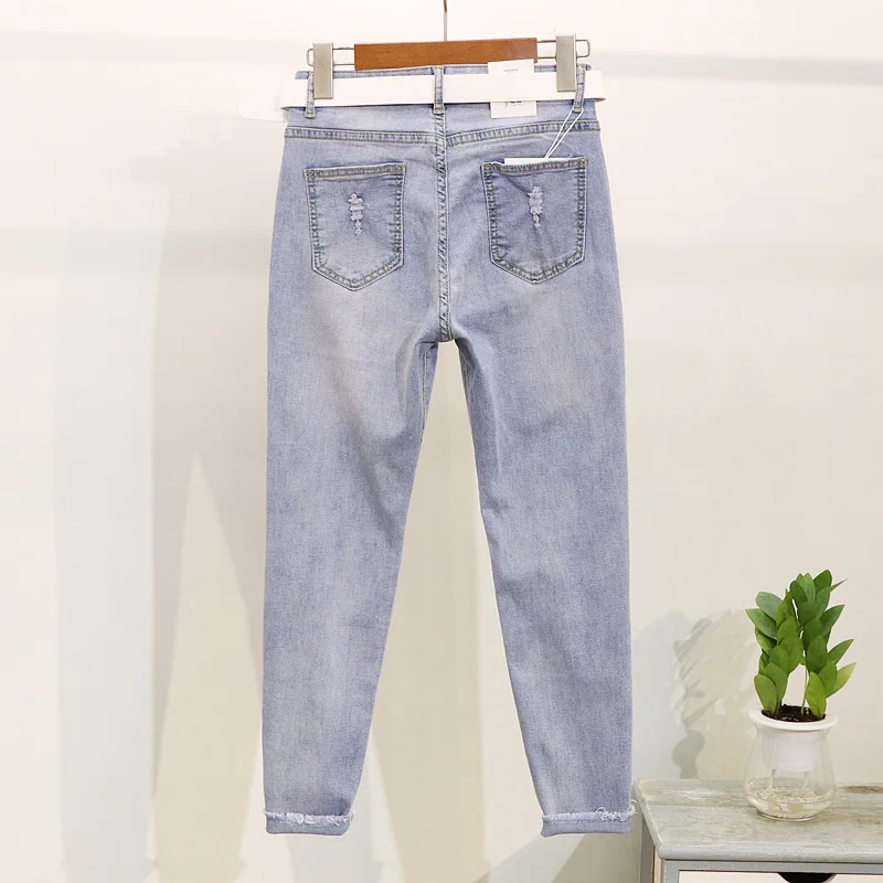 Летняя модная футболка с вышитым цветком комплект джинсов хлопковая джинсовые
