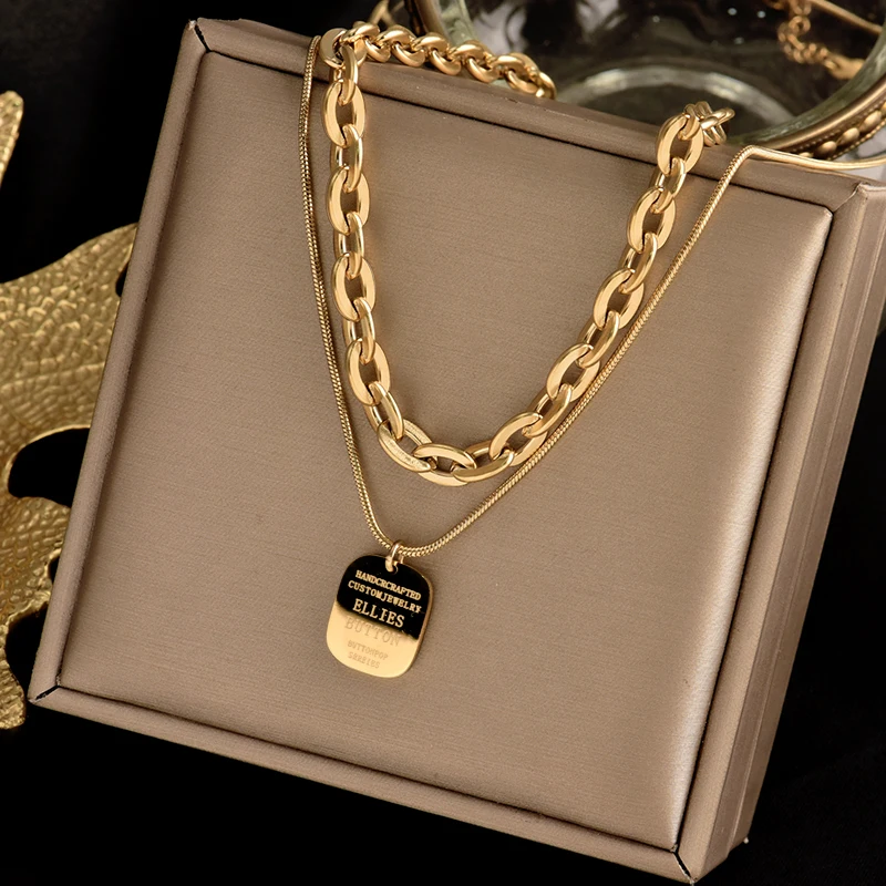 Colorfast 316L stainless steel two-layer necklace, simple small square pendant, light luxury fashion women's gift jewelry
Colorfast 316L stainless steel two-layer necklace, simple small square pendant, light luxury fashion women's gift jewelry