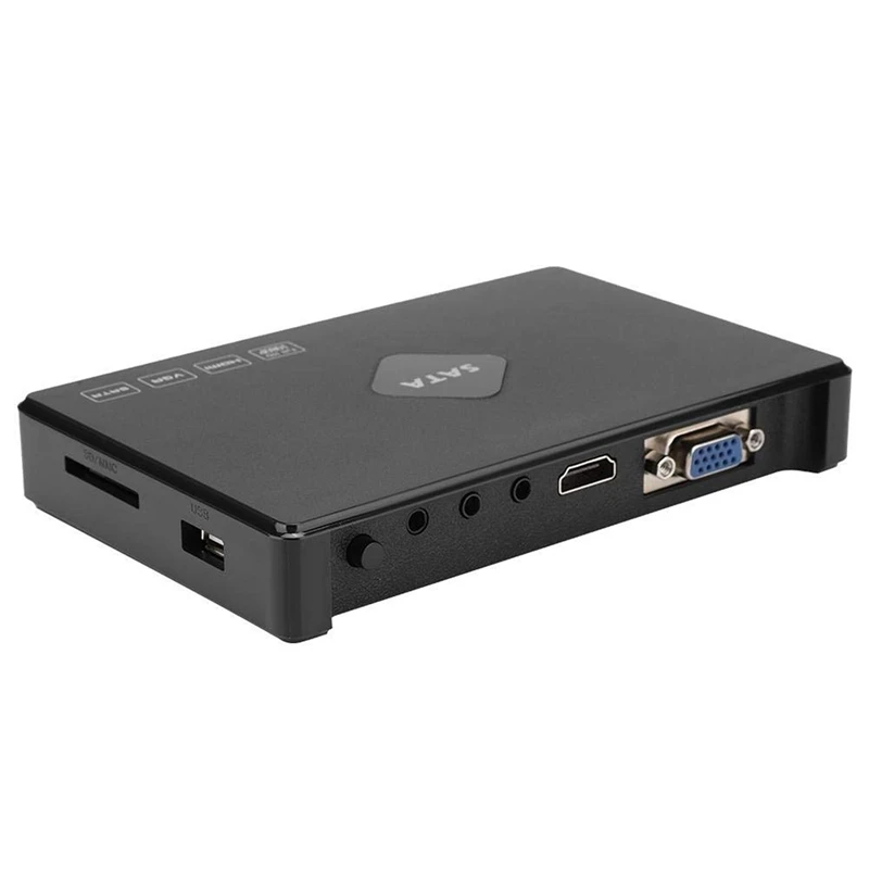 Mini Full HD 1080P 2 5 дюймов SATa HDD проигрыватель видео о медиа с HDMI/VGA/AV/USB/SD/MMC/оптический
