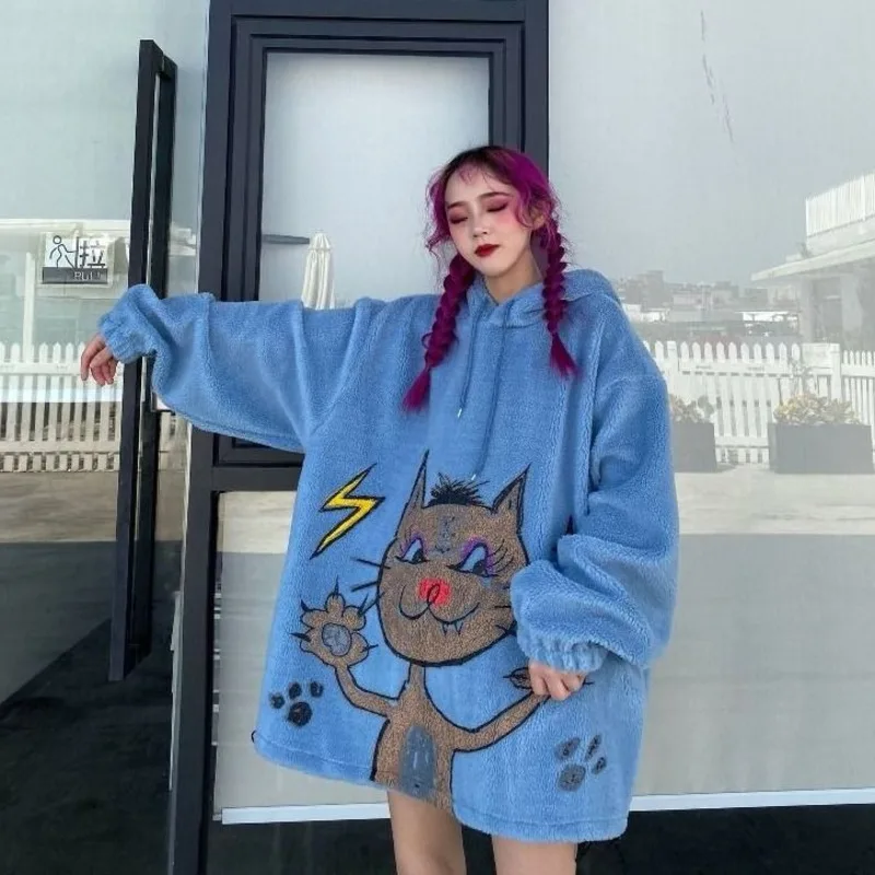Cotday Thickened Lamb Wool With Hooded Pink Loose Cartoon Winter Pullovers Sweatshirt 2020 New Oversized Women Student Hoodies
Cotday Thickened Lamb Wool With Hooded Pink Loose Cartoon Winter Pullovers Sweatshirt 2020 New Oversized Women Student Hoodies