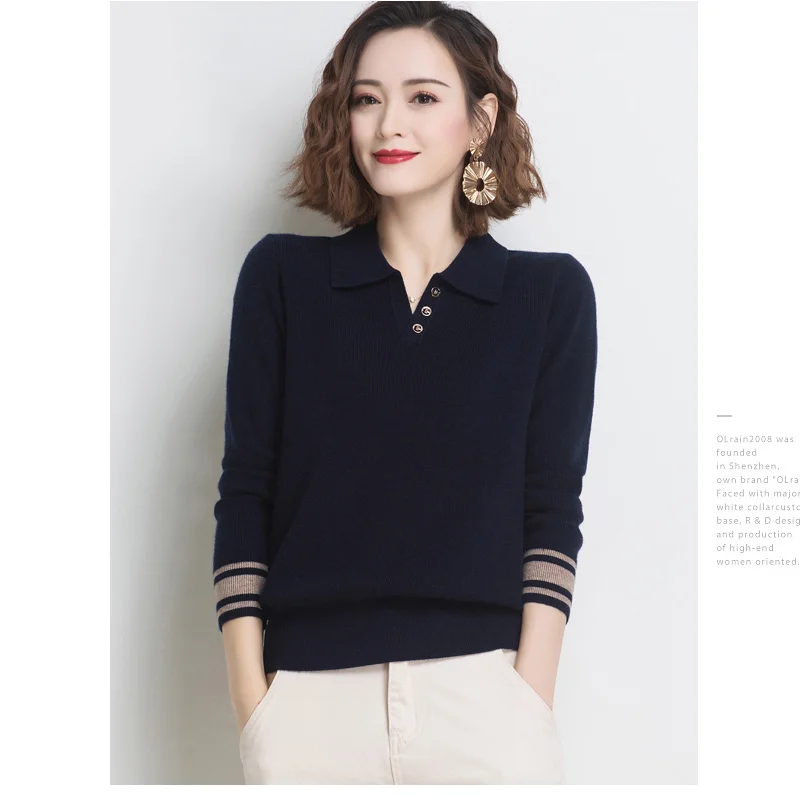 Women Sweater Spring Autumn Knitted Striped Fashion Turn Down Neck Long Sleeve Casual Pullovers Female Loose Bottomming Tops
Women Sweater Spring Autumn Knitted Striped Fashion Turn Down Neck Long Sleeve Casual Pullovers Female Loose Bottomming Tops