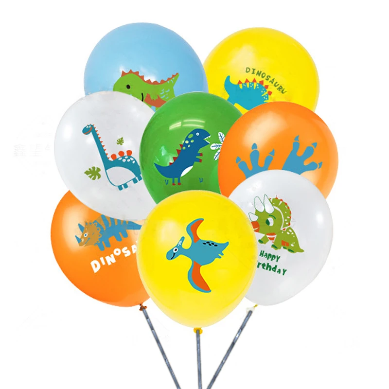 

10pcs 12inch Cartoon Jurassic World Dinosaur Balloon Safari Tyrannosaurus Rex Pterosaur Triceratops Balon Boy Happy Birthday Dec