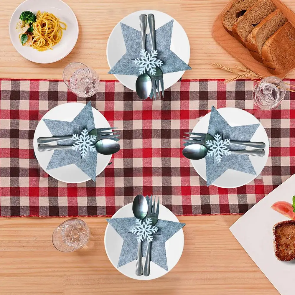 4pcs Christmas Cutlery Bag Reusable Five-pointed Star Cutlery Set Dinner Table Silverware Holder For Home Xmas Party Decoration
4pcs Christmas Cutlery Bag Reusable Five-pointed Star Cutlery Set Dinner Table Silverware Holder For Home Xmas Party Decoration