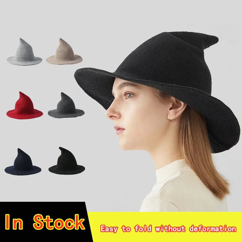 Halloween Witch Hat Wool Knit Hat Foldable Hat Along The Hat Sharp Pointed Wool Felt Halloween Party Hats Warm Autumn Winter Cap
Halloween Witch Hat Wool Knit Hat Foldable Hat Along The Hat Sharp Pointed Wool Felt Halloween Party Hats Warm Autumn Winter Cap