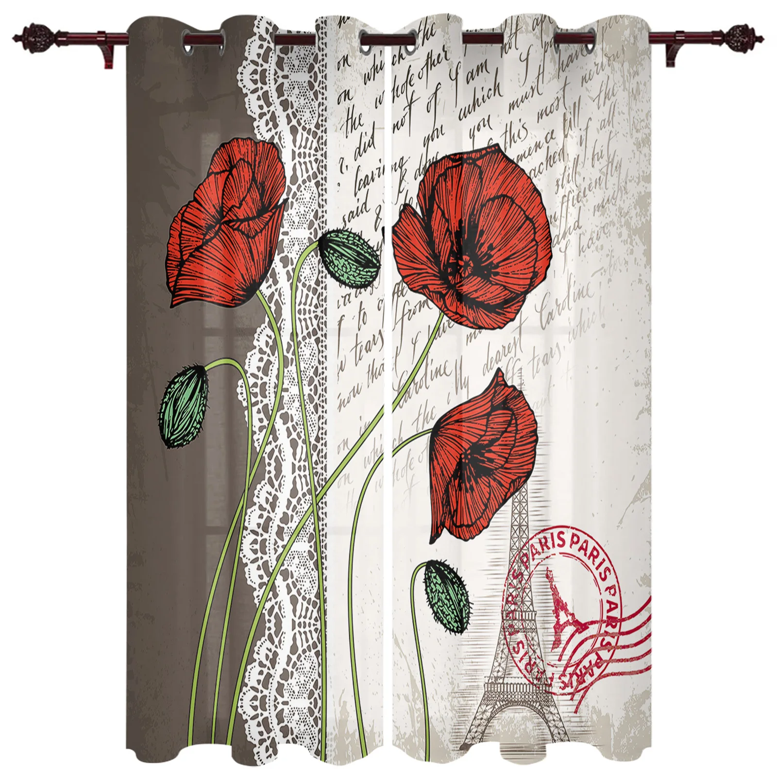 Poppies And Eiffel Tower Pattern Window Curtains for Living Room Bedroom Kitchen Decor Window Treatments Christmas Curtains
Poppies And Eiffel Tower Pattern Window Curtains for Living Room Bedroom Kitchen Decor Window Treatments Christmas Curtains
