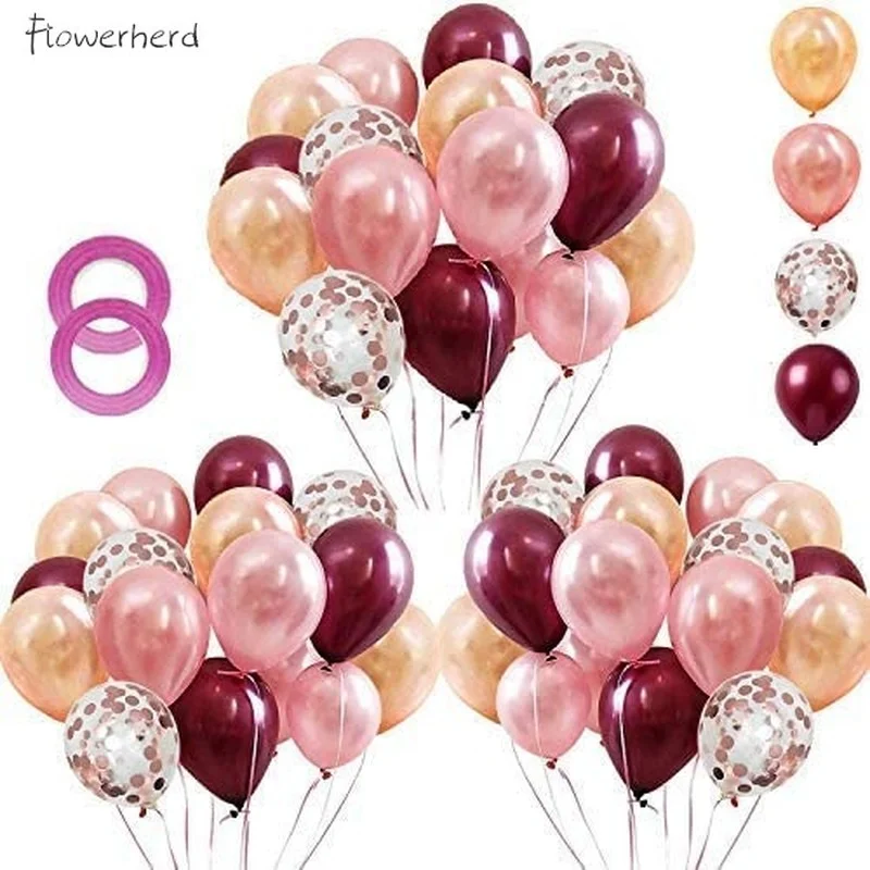 62pcs Rose Gold Burgundy Confetti Balloons Kit 12 Inch Latex Balloons with Balloon Ribbon for Wedding Birthday Party Decorations
62pcs Rose Gold Burgundy Confetti Balloons Kit 12 Inch Latex Balloons with Balloon Ribbon for Wedding Birthday Party Decorations