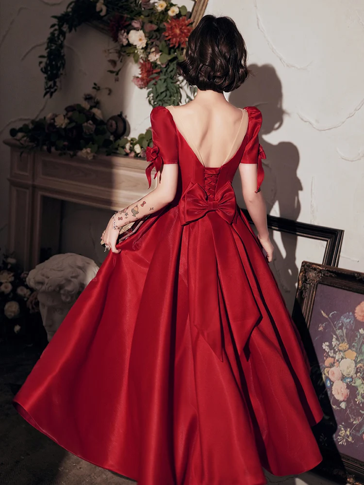 SSYFashion New Satin Cocktail Dresses for Women Wine Red Tea-length Banquet Elegant Formal Party Gowns Special Occasion Dresses
SSYFashion New Satin Cocktail Dresses for Women Wine Red Tea-length Banquet Elegant Formal Party Gowns Special Occasion Dresses