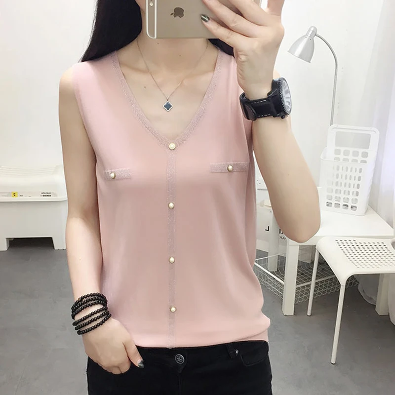 shintimes Summer Tops For Women 2020 Fashion Sexy Sleeveless Women Tank Top Thin Knitted Beading Camisole Clothes Vetement Femme
shintimes Summer Tops For Women 2020 Fashion Sexy Sleeveless Women Tank Top Thin Knitted Beading Camisole Clothes Vetement Femme