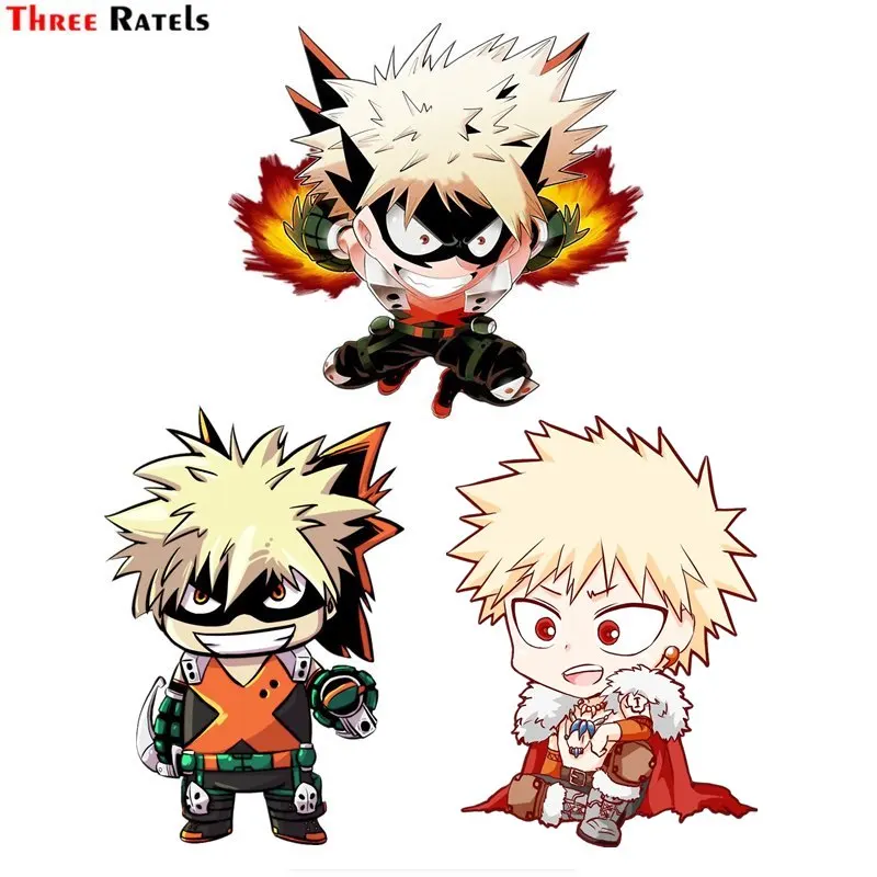 Фото Автомобильная наклейка Three Ratels FC735 моя геройская академия Bakugou Chibi для