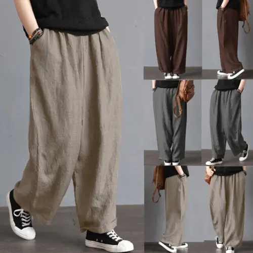 Cotton Linen Wide Leg Pants Men Solid Color Straight Casual Long Pants with Pockets Male Loose Elastic Waist Trousers Plus Size
Cotton Linen Wide Leg Pants Men Solid Color Straight Casual Long Pants with Pockets Male Loose Elastic Waist Trousers Plus Size