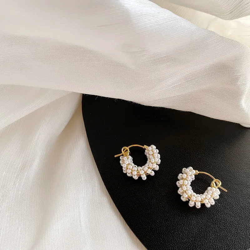 Handmade Multi Beaded Pearl Hoop Earrings for Women Dainty Cute Small Hoops Wired Beadwork White Earrings Statement Jewelry Gift
Handmade Multi Beaded Pearl Hoop Earrings for Women Dainty Cute Small Hoops Wired Beadwork White Earrings Statement Jewelry Gift