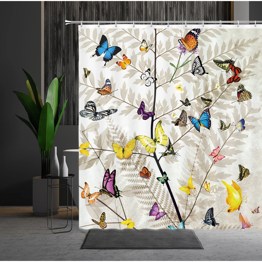 3D Colorful Butterfly White Shower Curtains Plant Printed Polyester Fabric Home Bathroom Decor Washable Bath Partition With Hook
3D Colorful Butterfly White Shower Curtains Plant Printed Polyester Fabric Home Bathroom Decor Washable Bath Partition With Hook