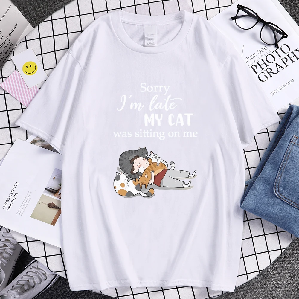 Sorry I'm Late My Cat Was Sitting On Me Print Women T Shirts Manga Slim T-Shirts Travering Fit Tops Sports Fit Women's Tshirt
Sorry I'm Late My Cat Was Sitting On Me Print Women T Shirts Manga Slim T-Shirts Travering Fit Tops Sports Fit Women's Tshirt