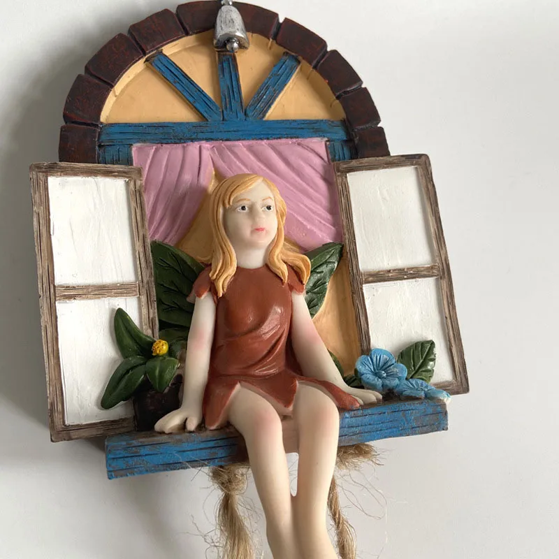Fairy Garden Statue with Ladder Decor Elf Sitting on the Window Resin Cartoon Lawn Ornament Hanging Decoration for Outdoor Yard
Fairy Garden Statue with Ladder Decor Elf Sitting on the Window Resin Cartoon Lawn Ornament Hanging Decoration for Outdoor Yard