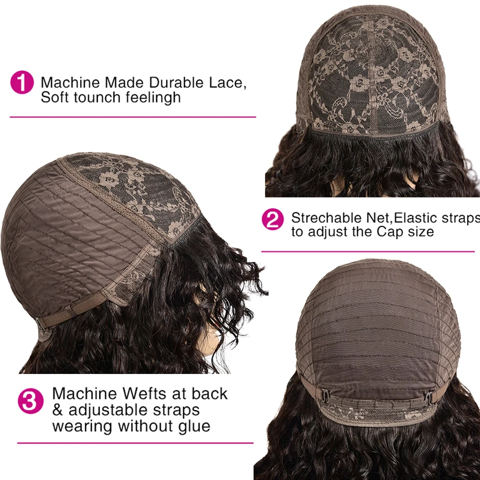 Water Wave Human Hair Wigs With Bangs Brazilian Full Machine Made Glueless Headband Wig Natural Black Human Hair Wigs For Women
Water Wave Human Hair Wigs With Bangs Brazilian Full Machine Made Glueless Headband Wig Natural Black Human Hair Wigs For Women