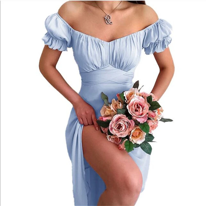 Summer women's clothing Sexy dress women Solid color Tube top Breast wrap Lantern sleeve High fork Mid-length skirt beach skirt
Summer women's clothing Sexy dress women Solid color Tube top Breast wrap Lantern sleeve High fork Mid-length skirt beach skirt