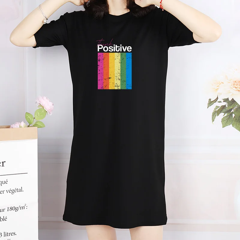 Plus Size Dress Women Mini Tshirt Dresses Rainbow Stripes Print Short Sleeve O Neck Summer Party Club Letters Pullover Vestidos
Plus Size Dress Women Mini Tshirt Dresses Rainbow Stripes Print Short Sleeve O Neck Summer Party Club Letters Pullover Vestidos