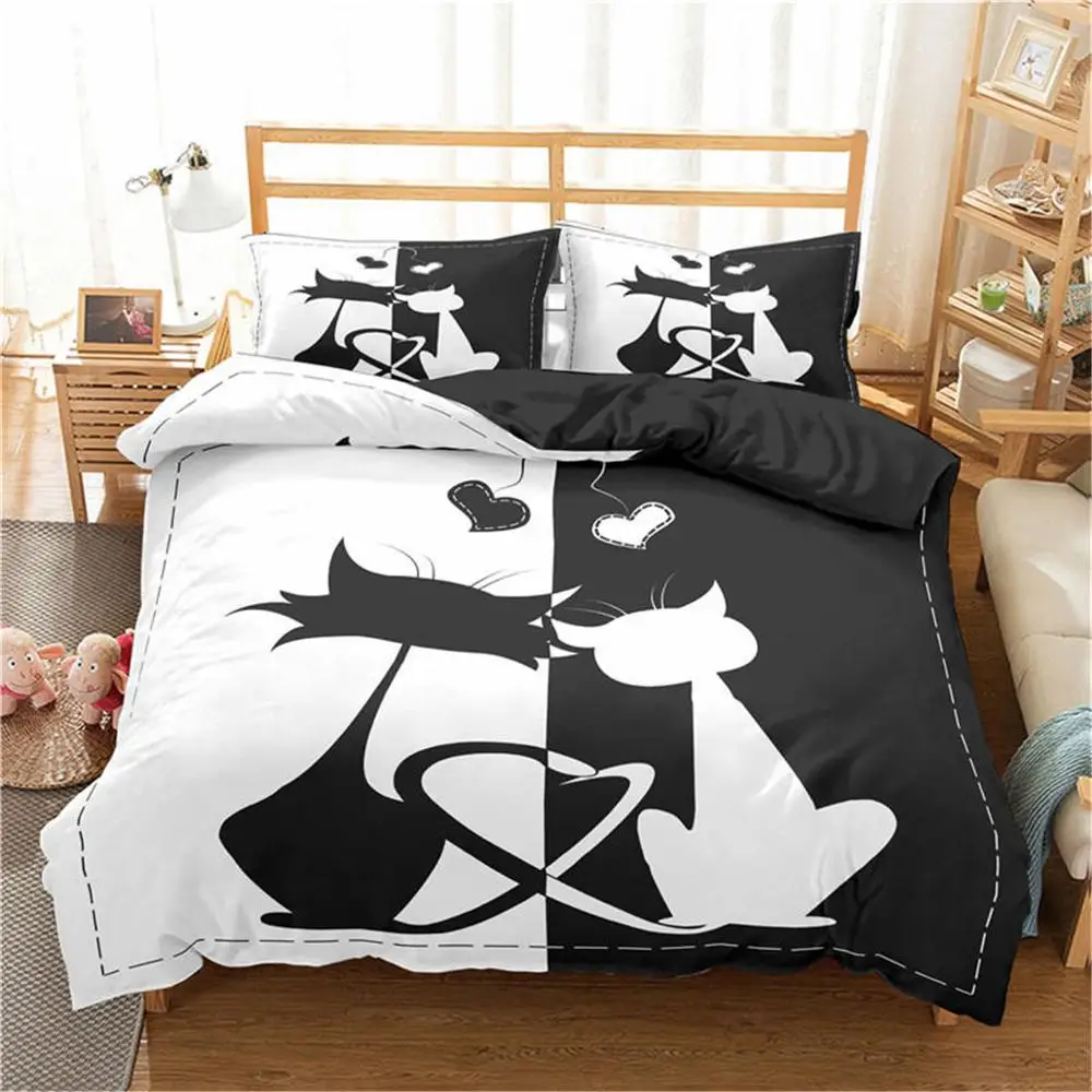 ZEIMON 3d Cartoon Cat Printing Bedding Set Polyester Home Textiles Black And White Duvet Cover Set Queen King Size Bed Sets
ZEIMON 3d Cartoon Cat Printing Bedding Set Polyester Home Textiles Black And White Duvet Cover Set Queen King Size Bed Sets