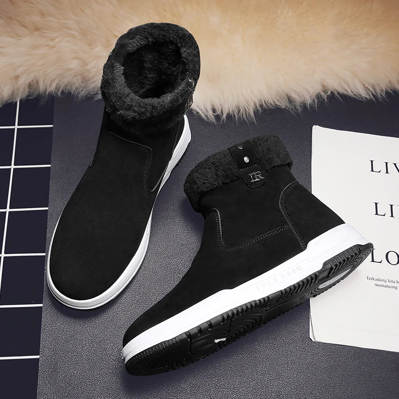 Men Black 2021 New Snow Boots Fashion Side Zipper Black PU Leather Ankle Boots Round Head Plush Warm Cotton Shoes for Men Boots
Men Black 2021 New Snow Boots Fashion Side Zipper Black PU Leather Ankle Boots Round Head Plush Warm Cotton Shoes for Men Boots